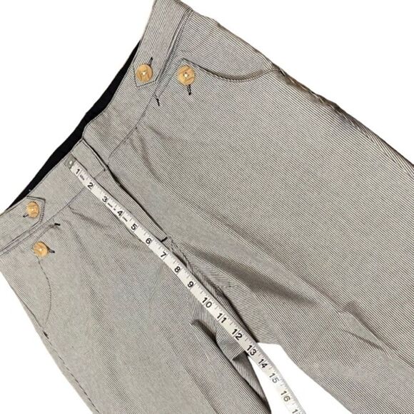 IZOD Nautical Navy and White Pinstripe Pants Cropped Cotton Buttons Size 10 - Picture 4 of 11